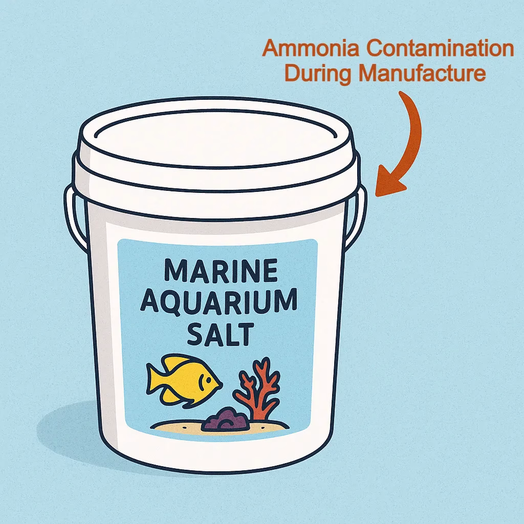 Mishap Monday: The Neglected Nitrate Test Catastrophe 4 An image depicting marine aquarium salt contaminated by ammonia during the manufacturing process.