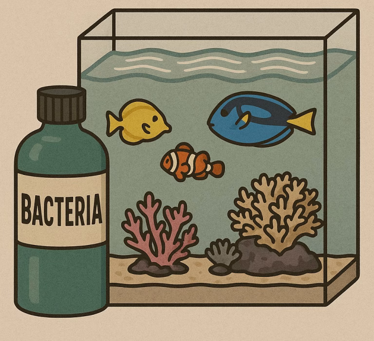 We are going to show you how to give your marine aquarium cycle a boost with bottled bacteria.