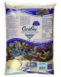 Fiji Pink vs. Oolite: Choosing the Best Marine Aquarium Sand Type 3 A photo of a bag of CaribSea Fiji Pink arag-alive live sand.